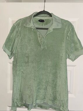 Tom Ford Light Green Velour Polo Shirt